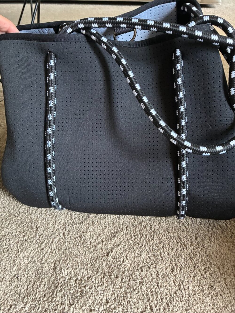 Pop Ups Brand Everyday Tote Basic Black Perforated Neoprene Tote NWOT - Picture 2 of 5